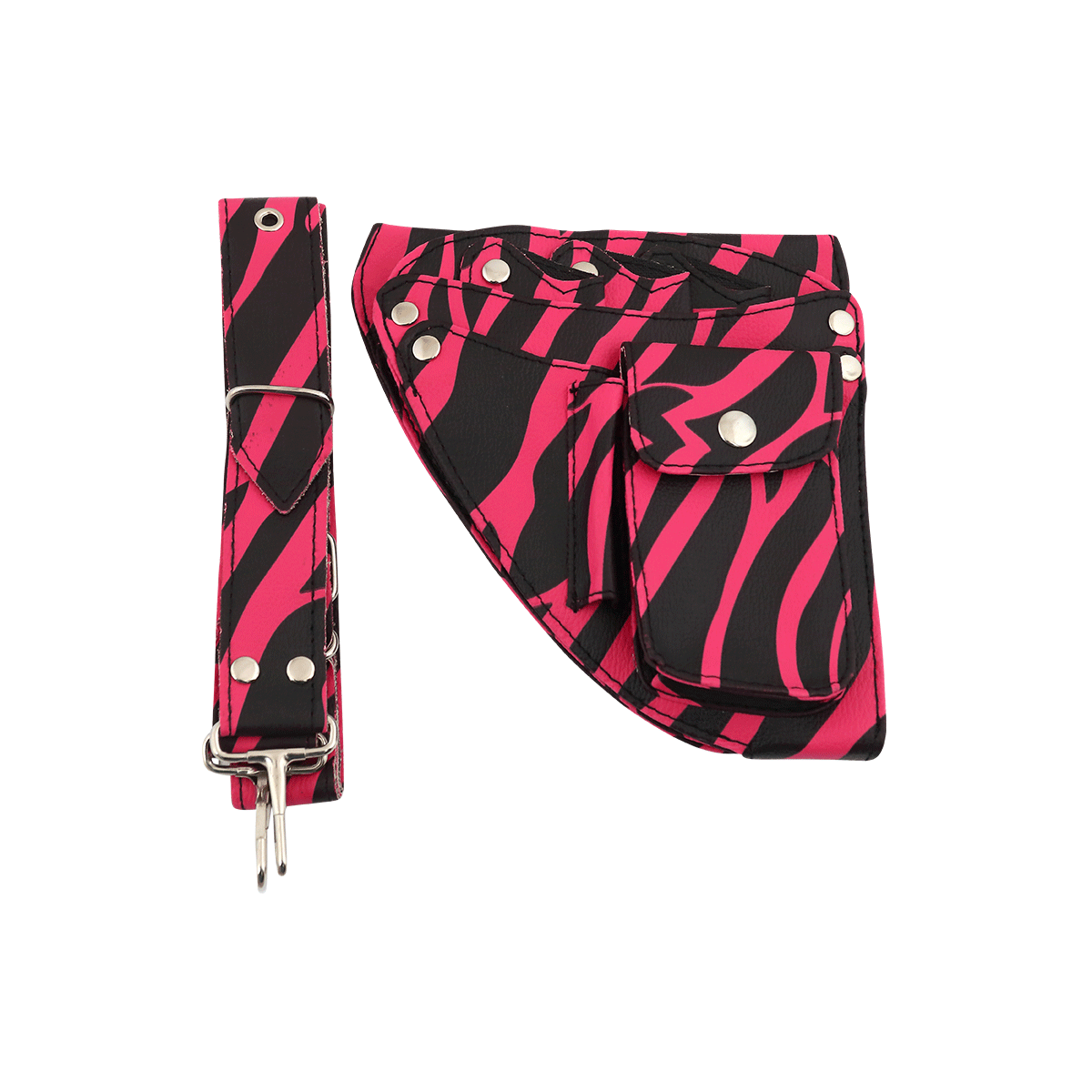 JI-3020 Pink Zebra Print Barber Tool Holster - Image 1